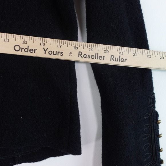 Military Crop Blazer Medium Black‎ Wool Victorian Steampunk Y2K Magaschoni ITALY - Picture 6 of 14